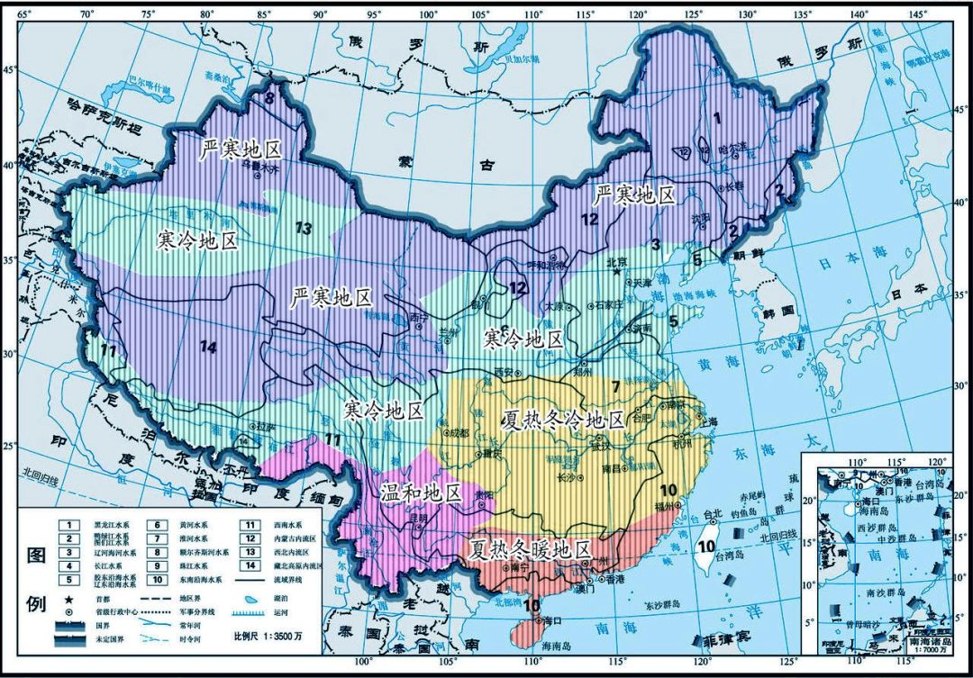 根据建筑气候区划,地处中部的长江流域及其周围广大地区
