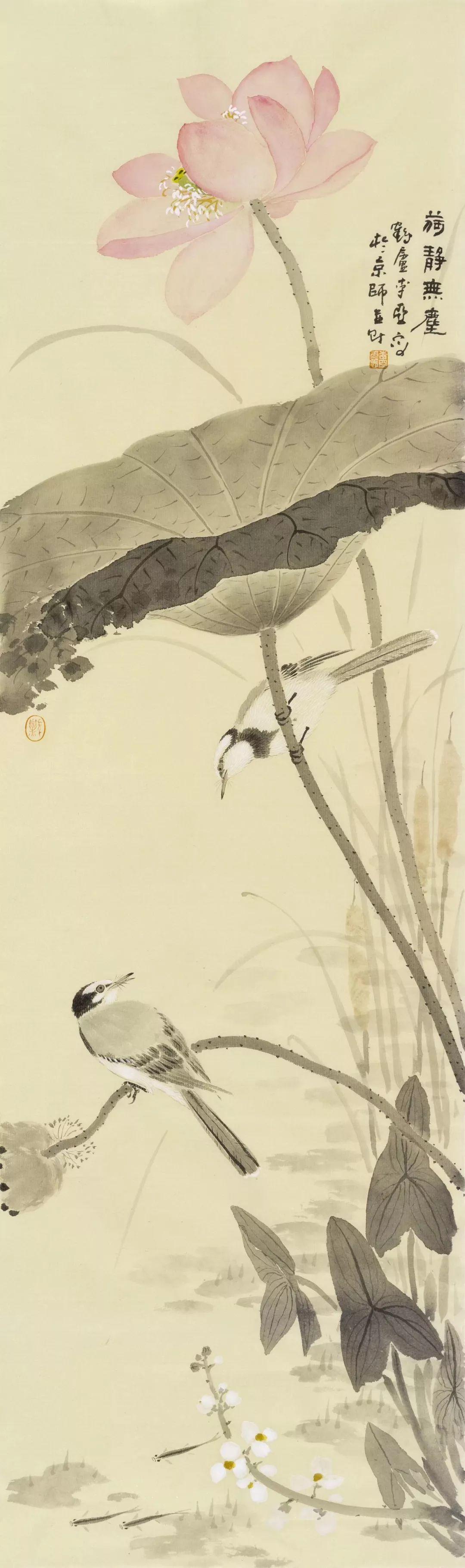 原创花鸟画家李亚笔下的荷花充满着静谧,庄重,空灵,古雅之美