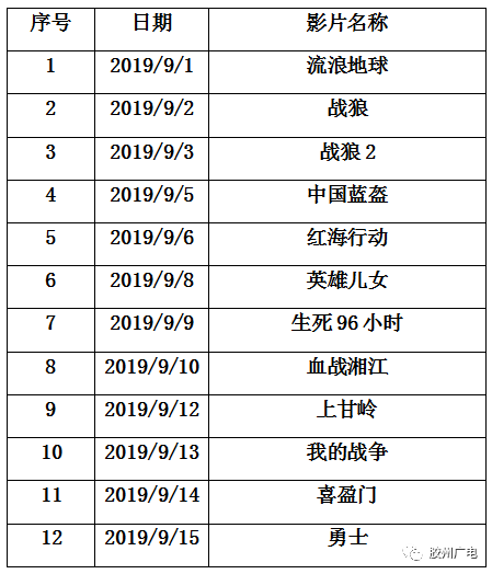 免费看电影啦!9月1日至10月10日三里河广场不