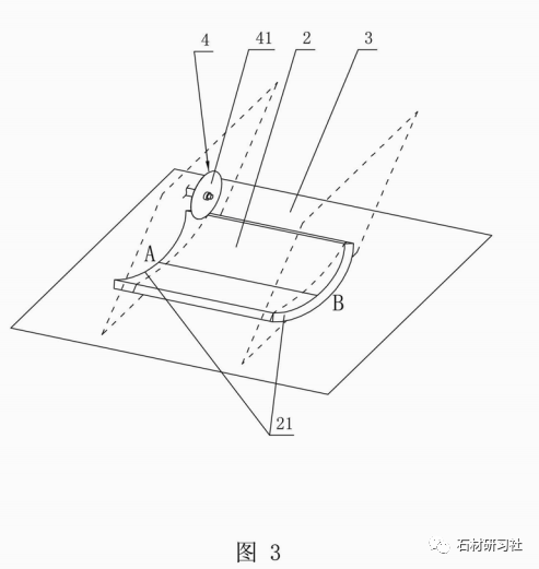 为圆柱弧板进行切角加工时结构示意图.