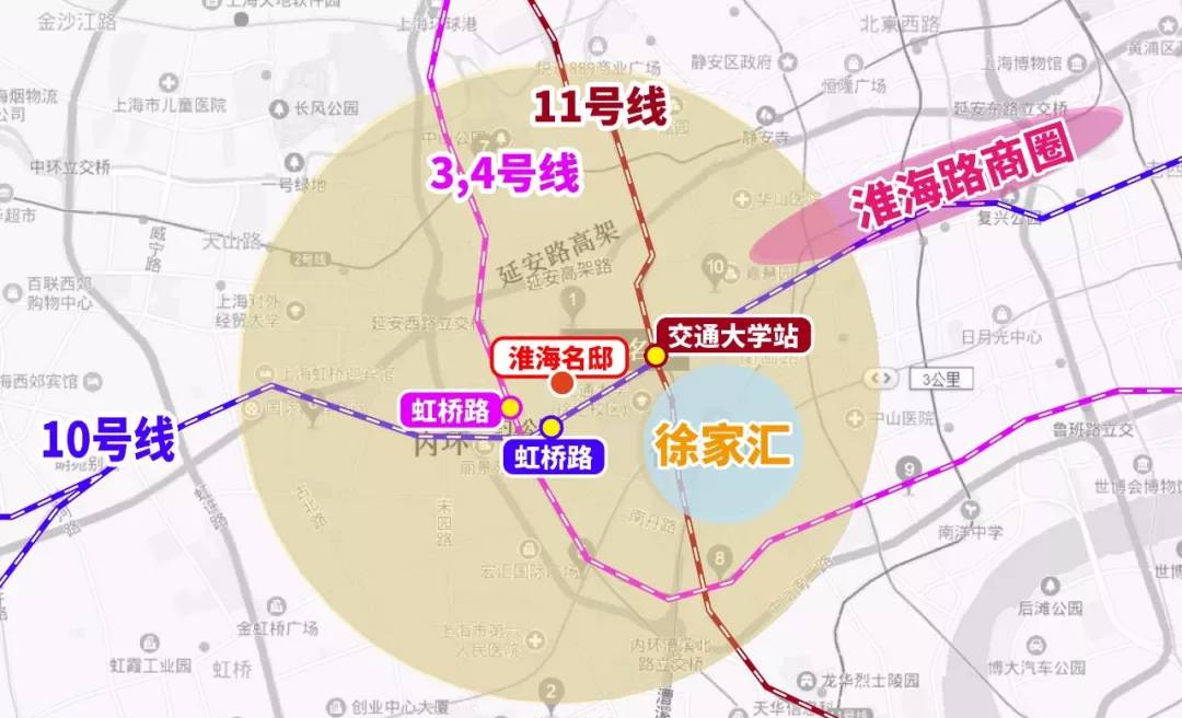 与内环高架直线距离约960米,与延安西路高架直线距离约970米,通达上海