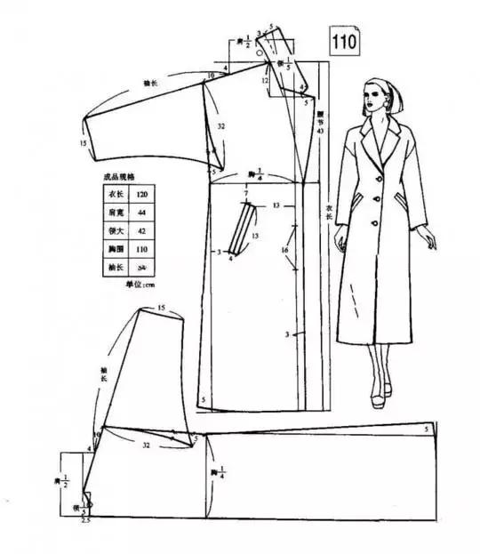 20内容管理款落肩大衣平面结构纸样合集