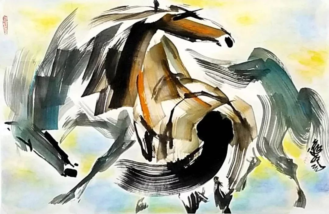 《八骏图》 180cmx97cm 刷子
