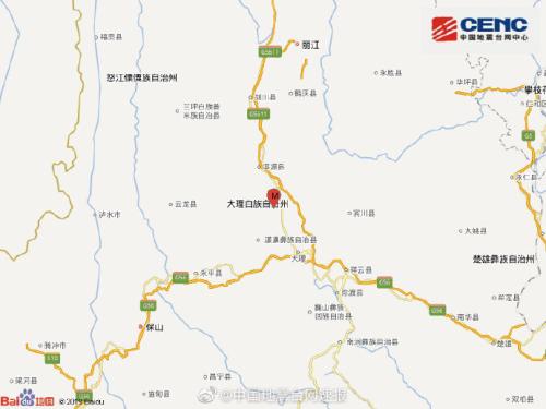 云南大理州大理市发生3.4级地震震源深度11千米