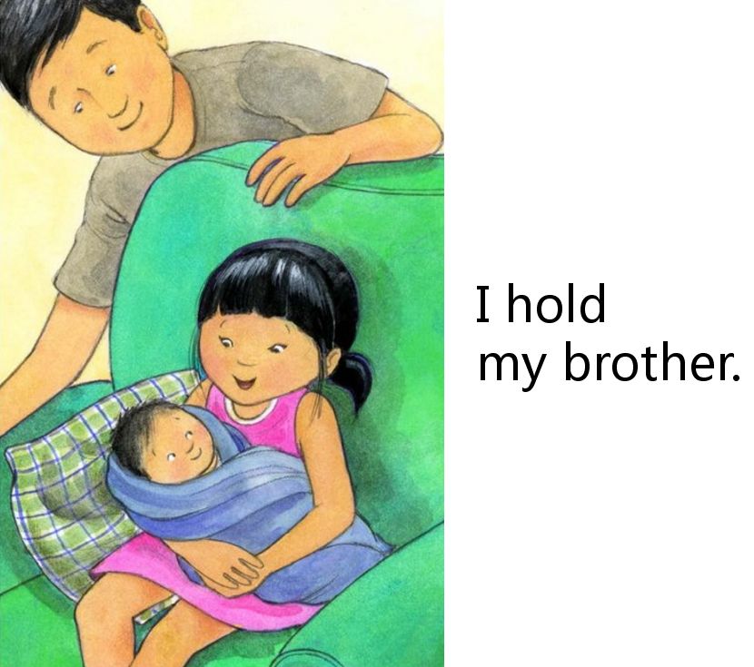 i hold my brother. 我抱着弟弟.