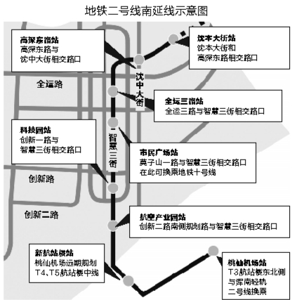沈阳地铁二号线南延线开工南至桃仙机场建成后实现空铁联运