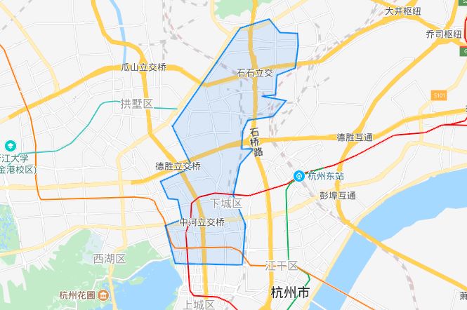 下城区相对上城区而言面积更广一些 凤起路附近是杭州商圈最密集的