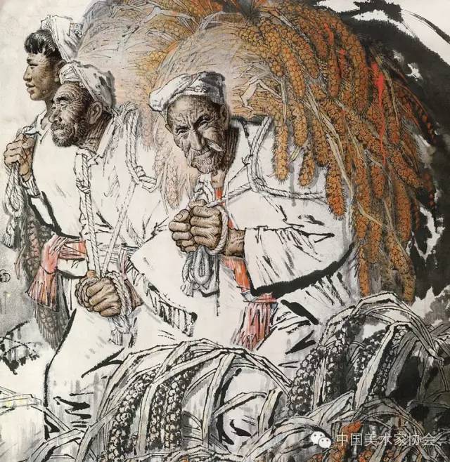 刘文西-沟里人(局部)-140cm×170cm-中国画-1982年
