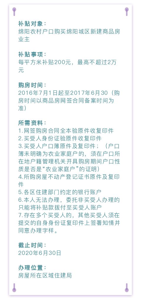 最高补贴2万！绵阳商品房购房补贴申领时间顺延3年！如何申领，看这里