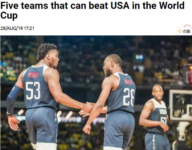 欧媒列5支能击败美国男篮球队 字母哥不可阻挡