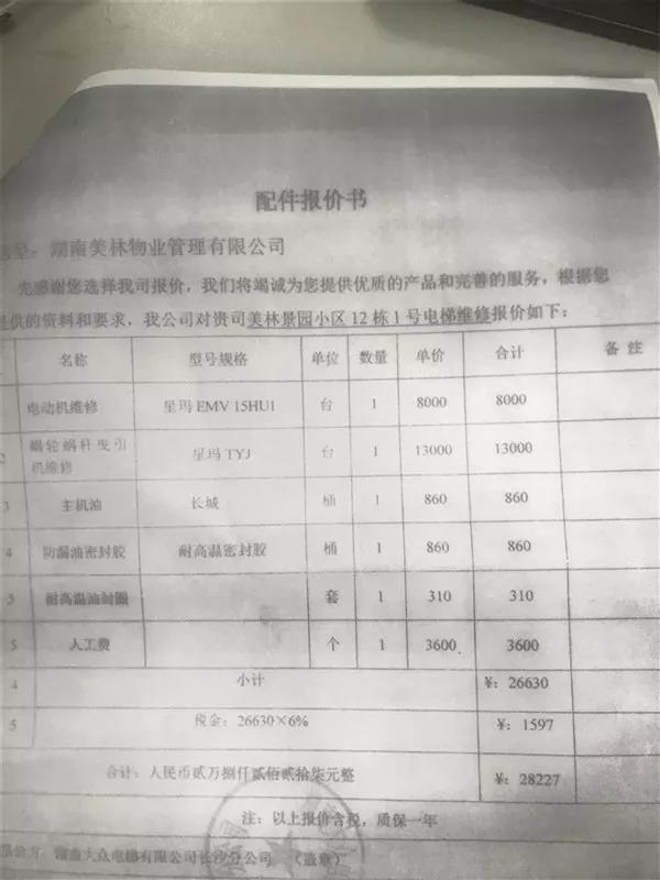 长沙一小区电梯签约公司被疑骗高额维修费:报价便宜5倍的公司一次修好