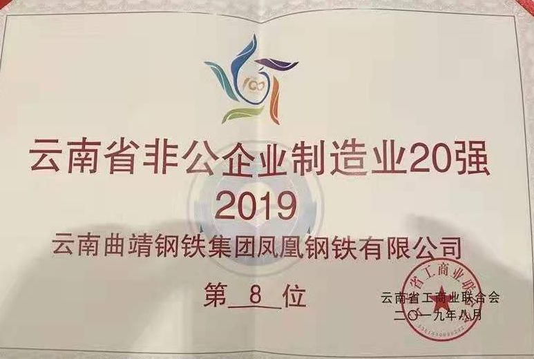 2019年云南省非公企业100强发布宣威企业凤钢磷电上榜