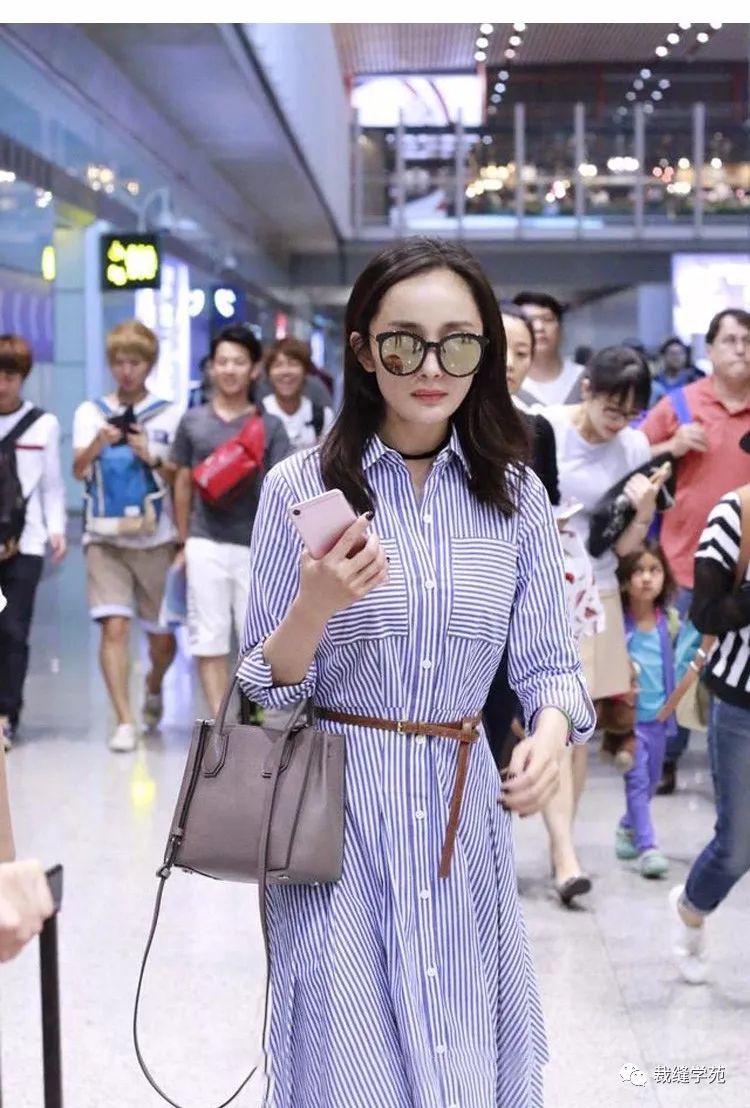 杨幂同款长袖衬衫裙,初秋单穿深秋打底,时尚大方