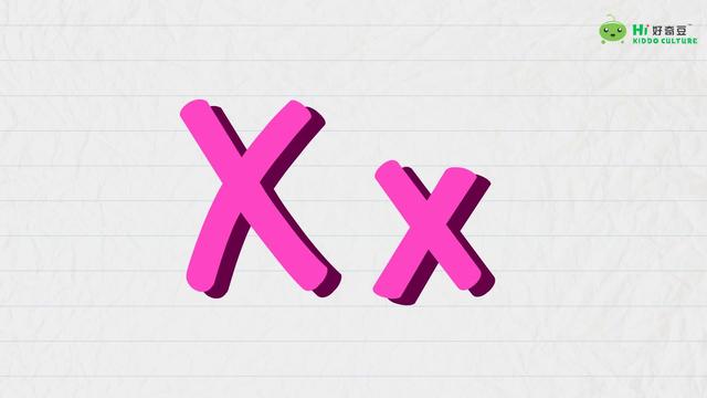 ，课程内容抢先看一起来看看，画面里出现了一个大写字母 x ，跟读 [eks] .