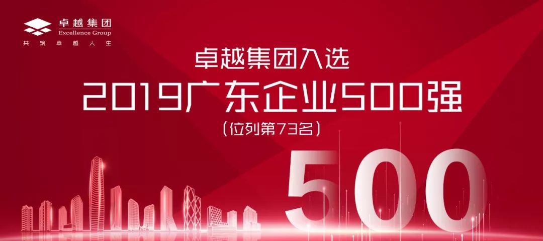 卓越集团入选2019广东企业500强 位列第73名