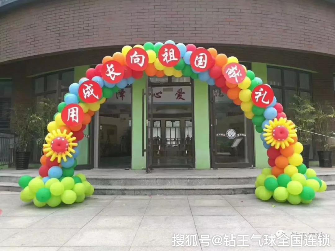 开学季彩虹气球拱门 气球立柱图片