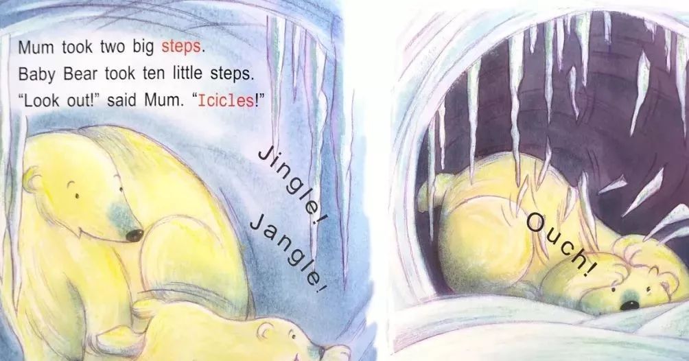 ▼ it was spring. 春天到了. baby bear was asleep in the den.