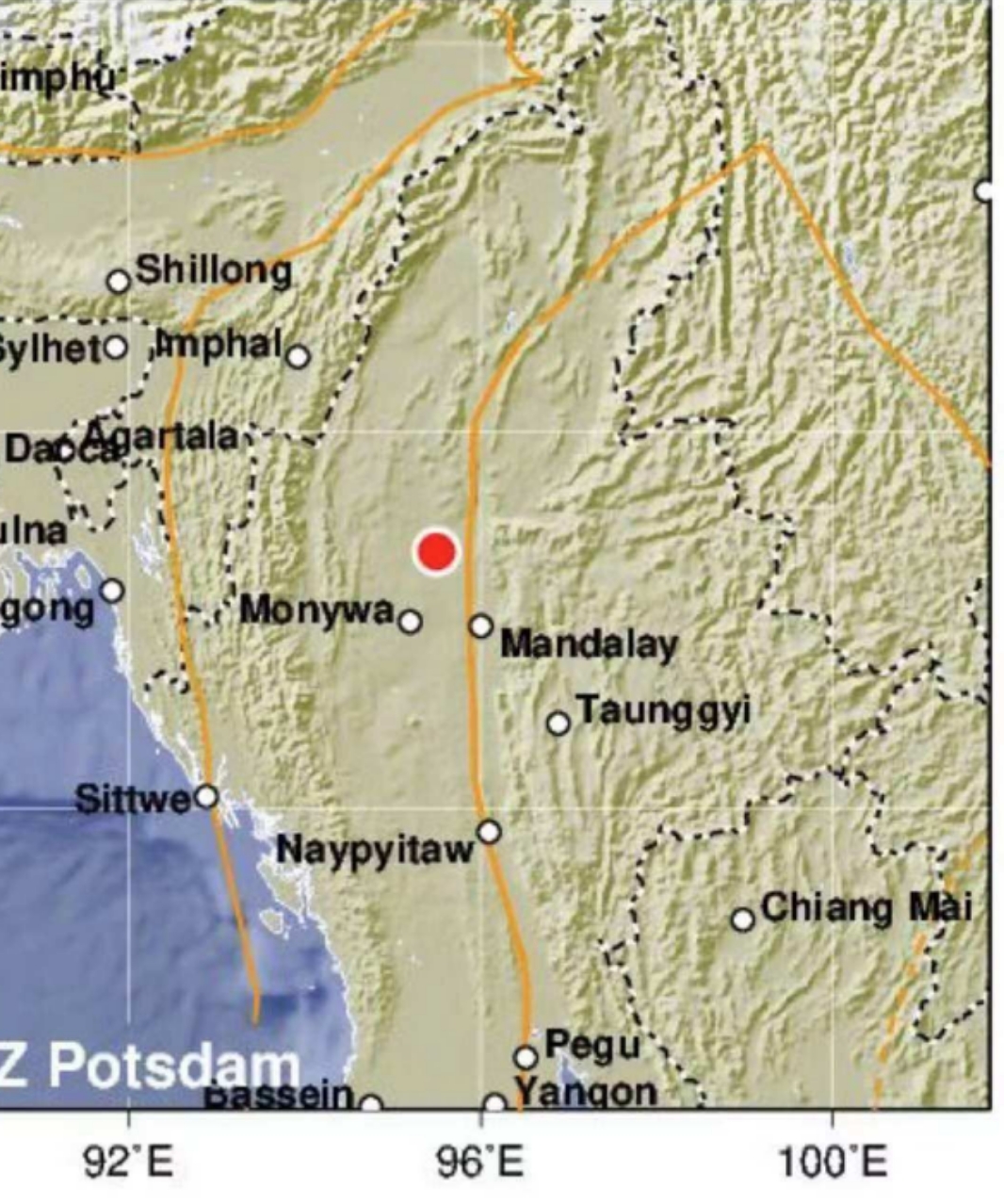 缅甸发生5.4级地震震源深度10千米