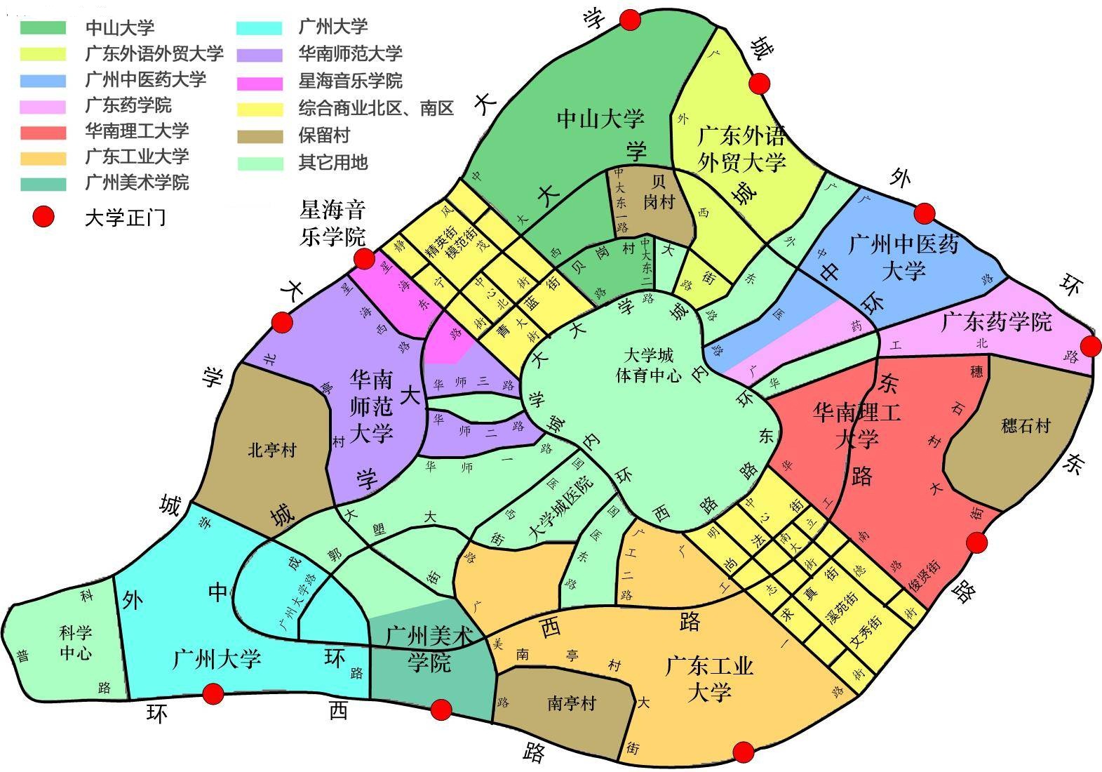 大学城并不在广州城区,地理位置稍微有点偏