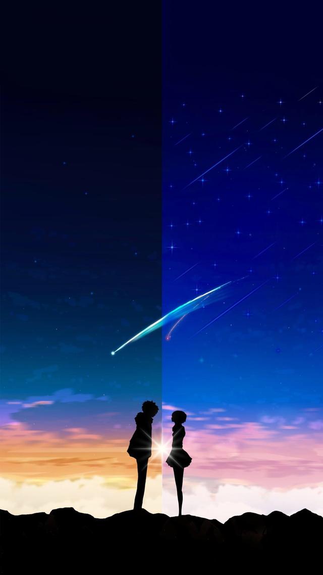 壁纸,绚丽星空下的剪影