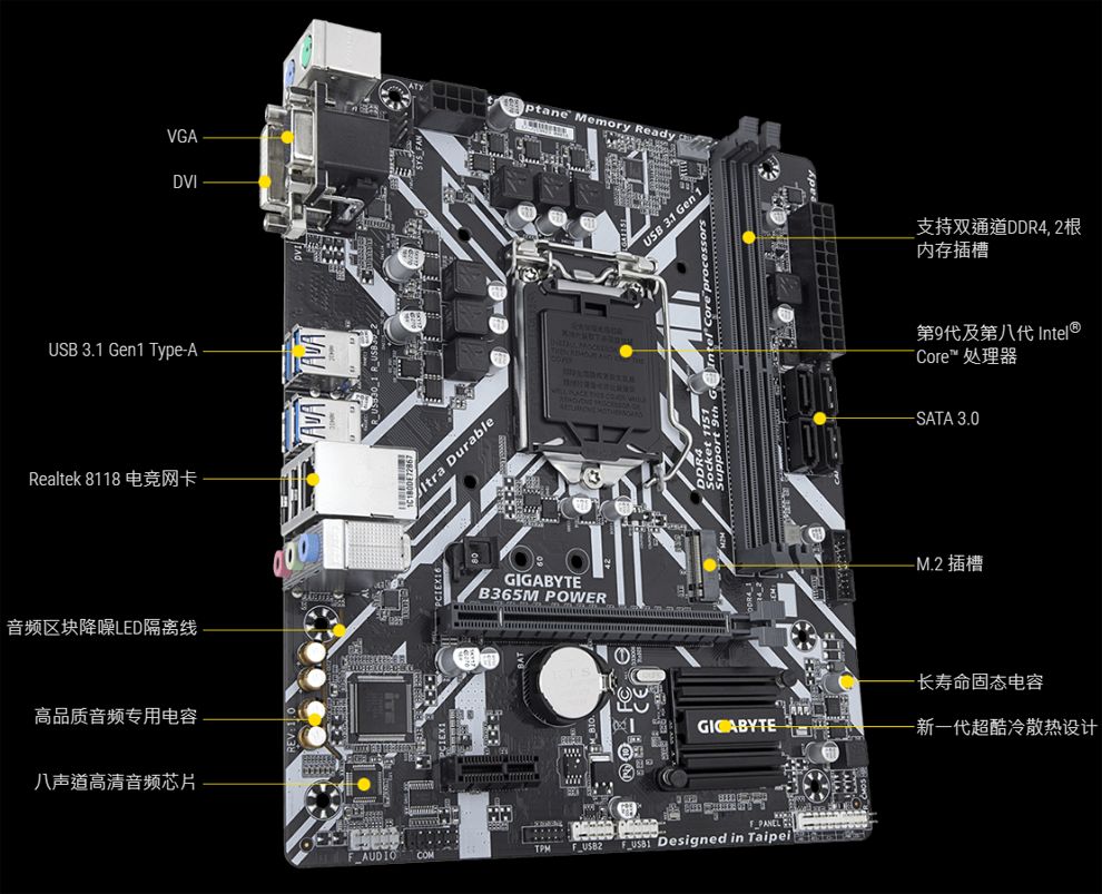 技嘉(gigabyte)b365m-power 主板(intel b365/lga 1151)(工包) 特价