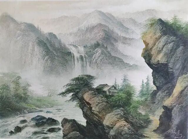 中国刀画之轻描山水画仙境