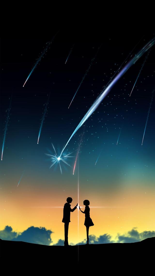 壁纸,绚丽星空下的剪影