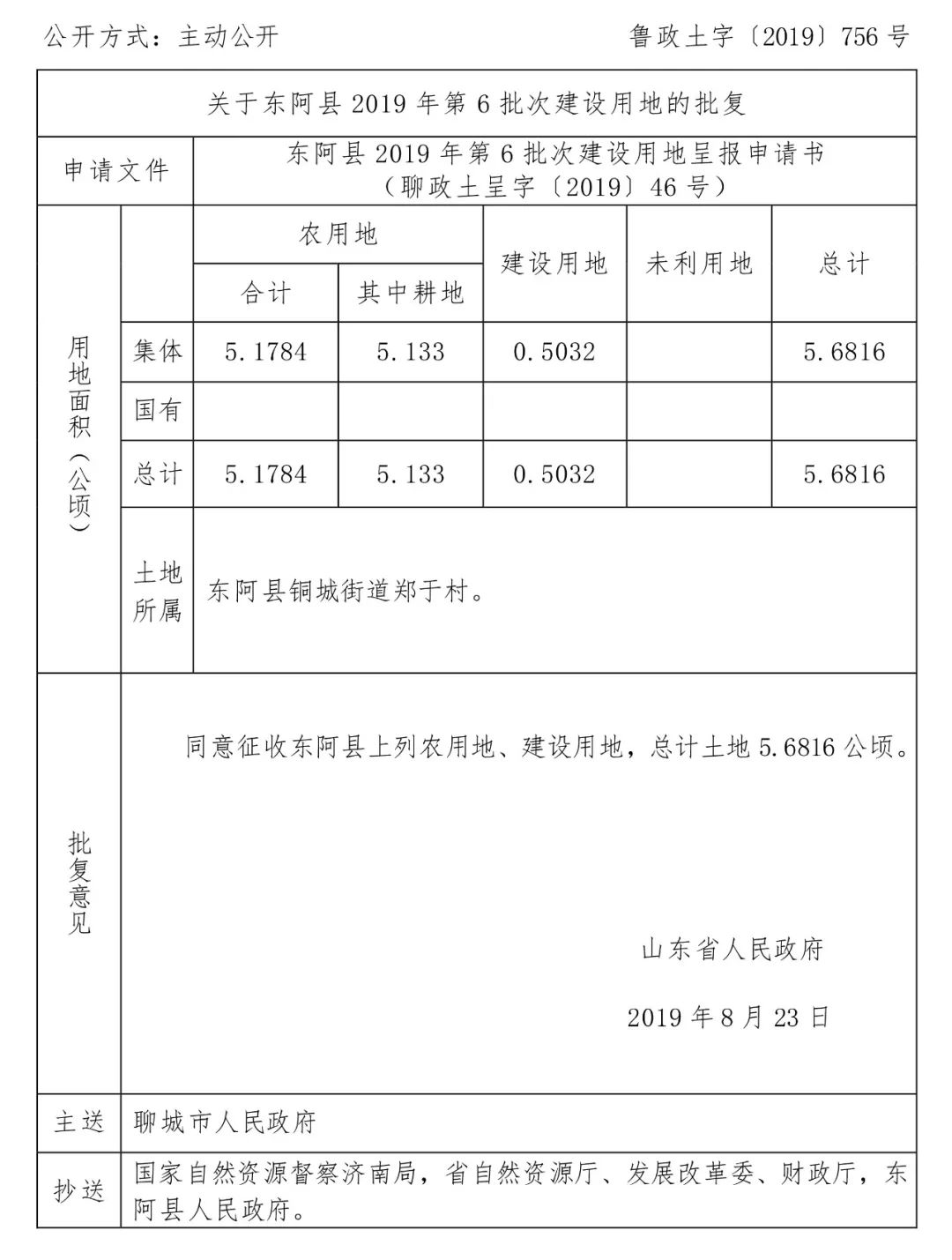 东阿县2019年第12批次建设用地