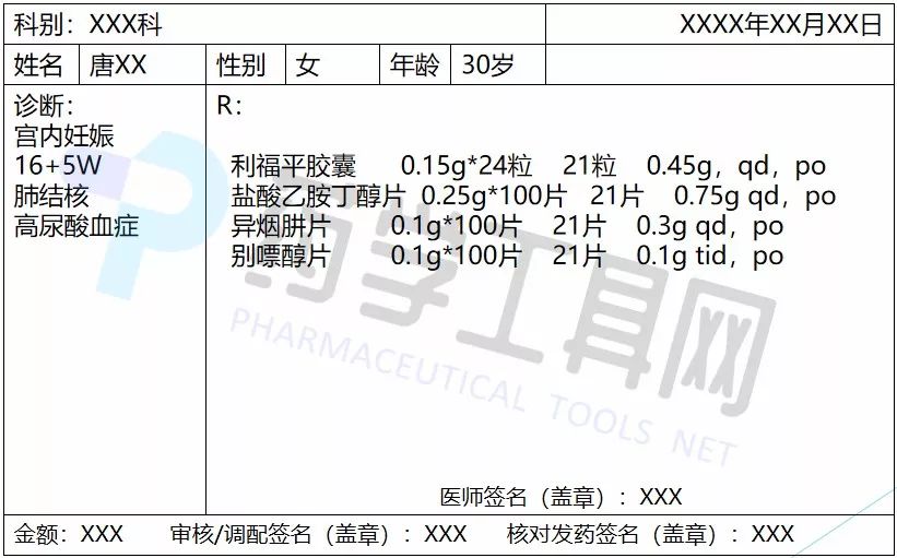 药课堂30岁妊娠女性肺结核高尿酸患者处方审核实例