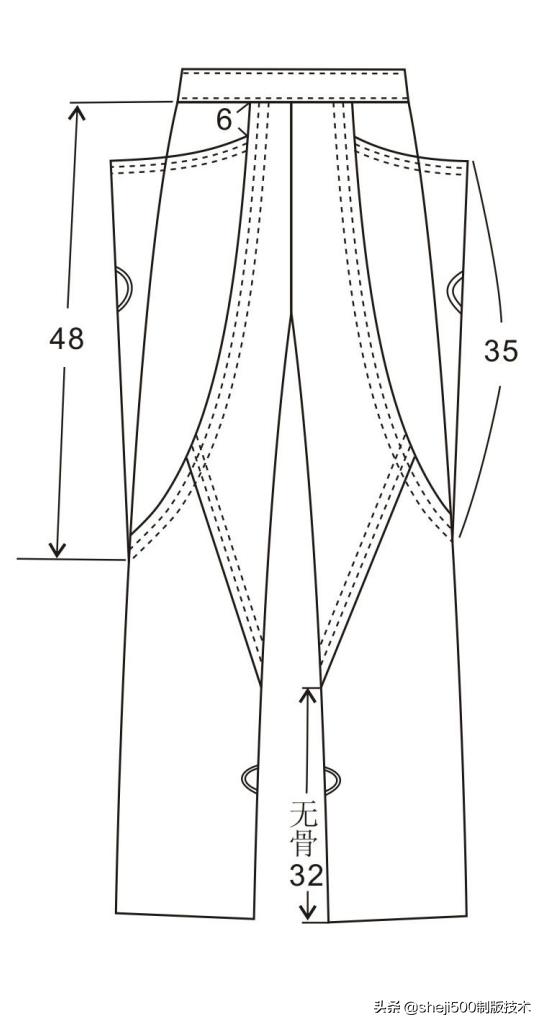 直腰头破幅裤裁剪详解