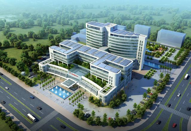 医疗建筑设计鸟瞰图_开发区医院