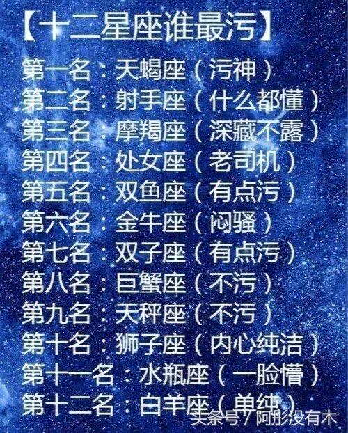 星座揭秘十二星座谁最污你上榜了吗