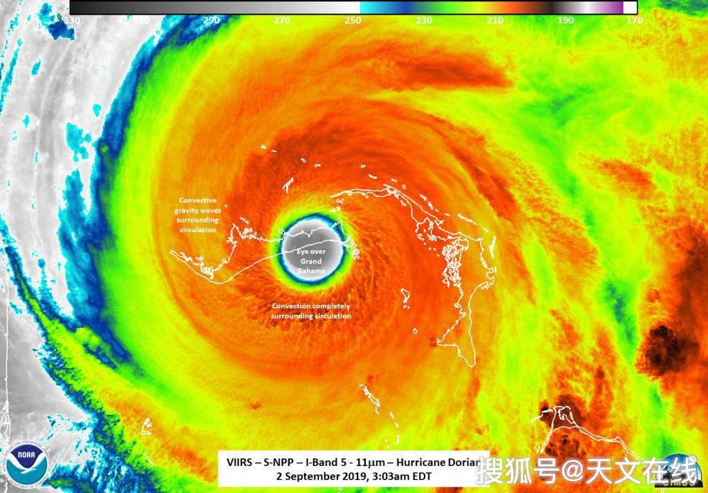 飓风多利安成2019年风王,巨大风眼在太空看去清晰可见