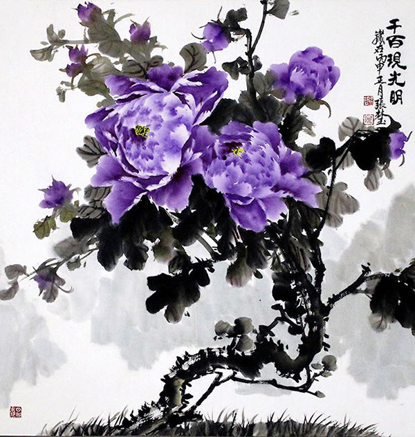 张林玉的紫牡丹《千百现光明》