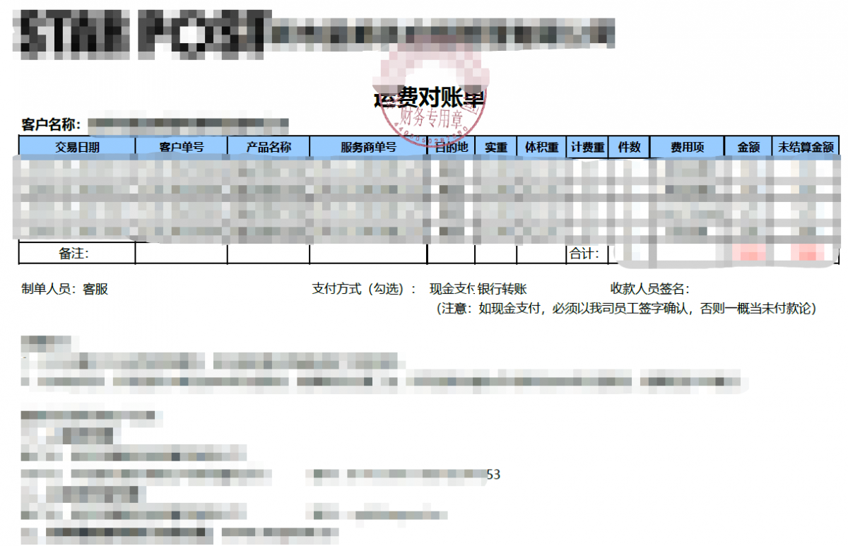 用明细清单及单据证明1 纸箱运输费用a. 客户系统账单b. 第三方的收费账单2 亚马逊退仓费用3 更