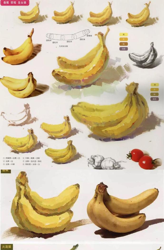 色彩干货来啦,关于香蕉,这样画才能拿高分!