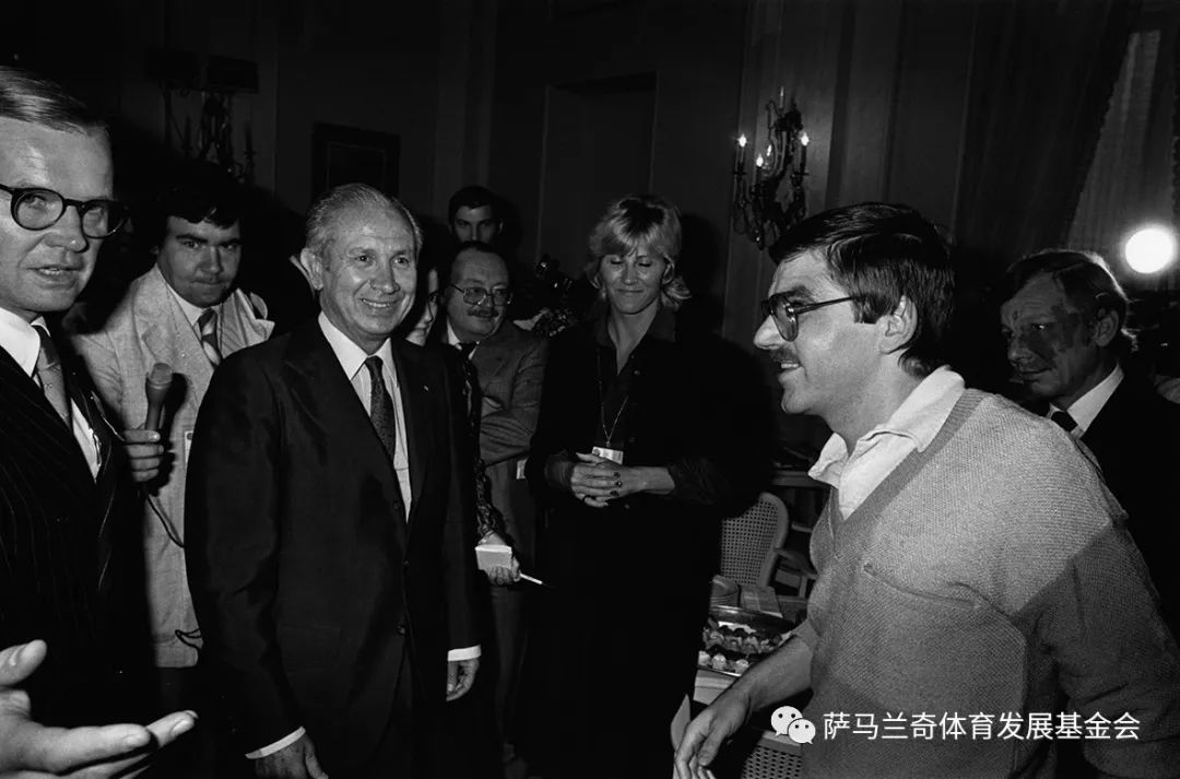 皮特·塔尔伯格,萨马兰奇,唐娜·迪薇罗娜和托马斯·巴赫在1981年巴登