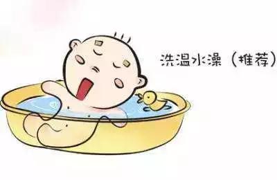 温水擦浴或洗澡 水温调节在27-37℃之间,且洗浴时间应短,注意洗浴完