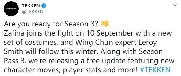 《铁拳7》第三年季票9月10日上线扎菲娜即将回归