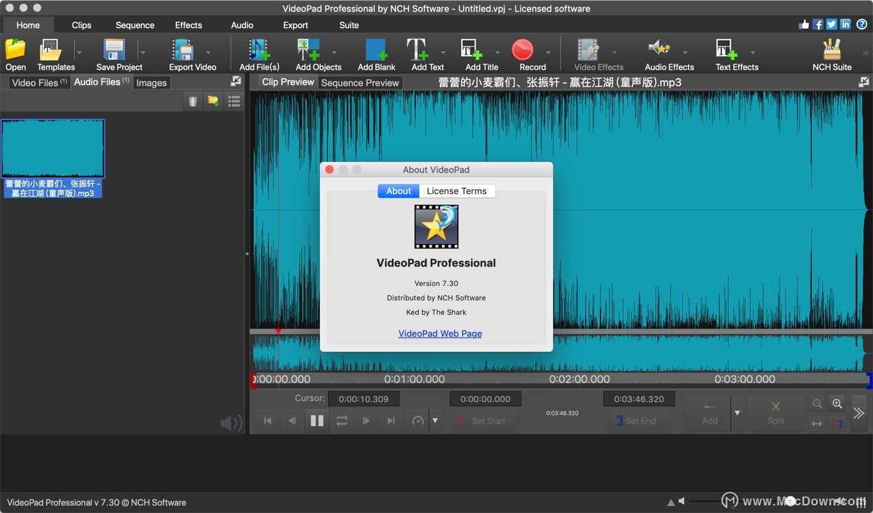 download the new version for mac NCH VideoPad Video Editor Pro 13.67