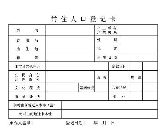 常住人口登记卡办理_常住人口登记卡(2)