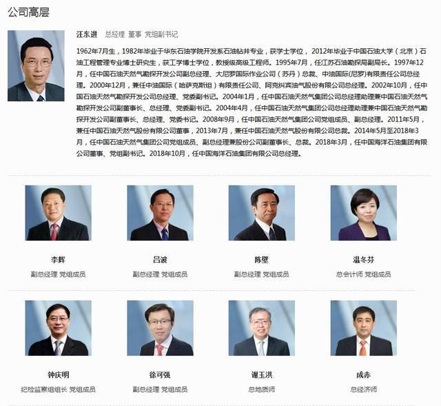 中海油高层董事会成员官网同时更新汪东进开展现场办公