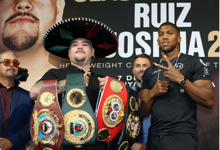 人安东尼-约书亚与现ibf/wba/wbo/ibo重量级拳王安迪-鲁伊兹在沙特阿