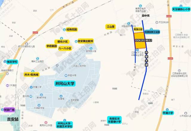 地块邻近天五大道,青原大道等城市主干道,周边有井冈山大学,吉安火车