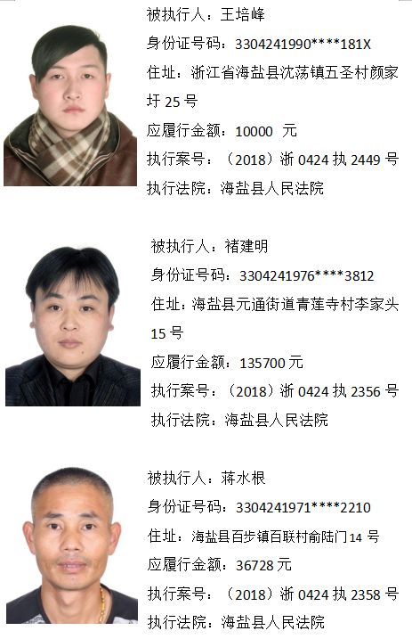 嘉兴法院公布最新600个老赖!曝光高清照片,详细地址
