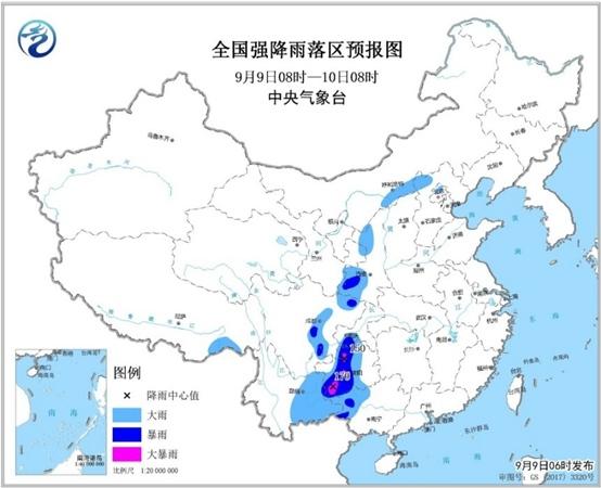 暴雨蓝色预警：四川重庆等8省市区有大雨或暴雨