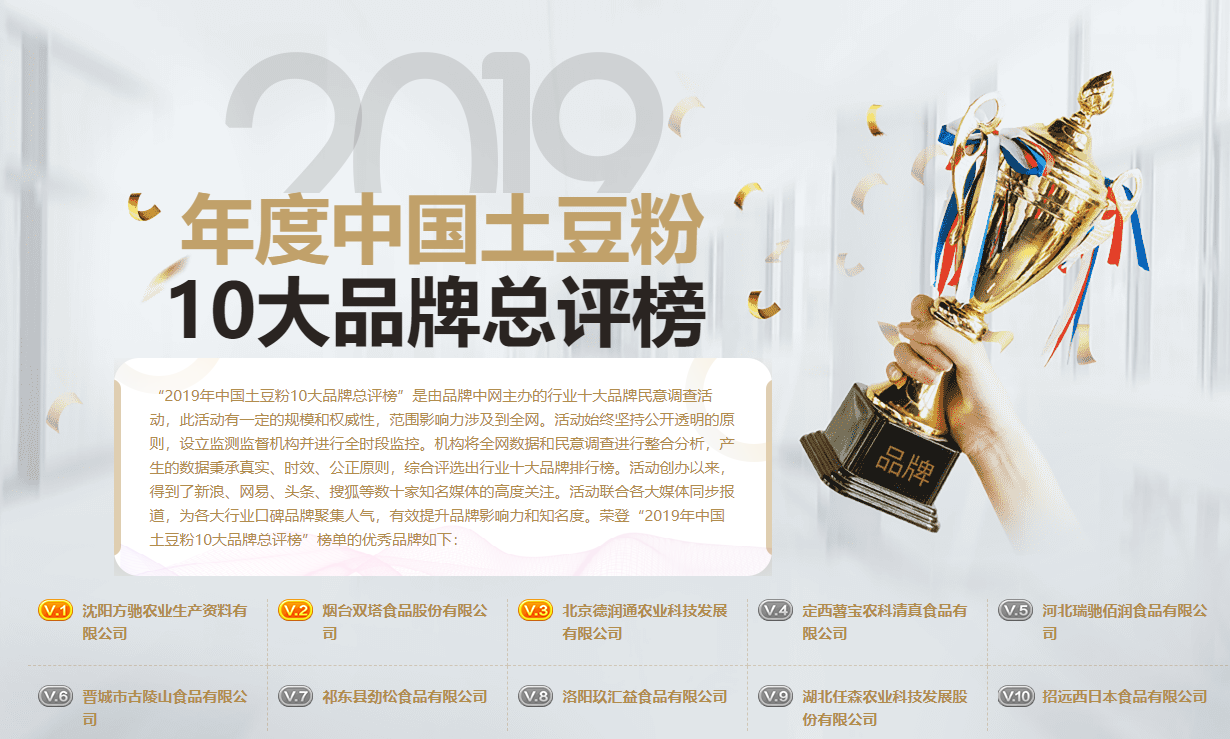 土豆粉排行榜_品牌中网丨2019年度中国土豆粉品牌企业十大排行榜