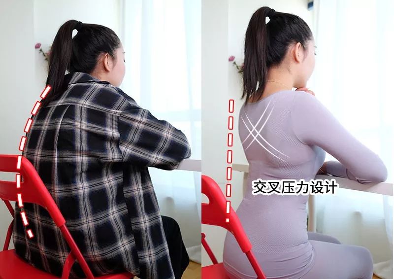 ,上衣后背做了一个交叉压力设计~简直就是自带"背背佳,改善塌腰驼背