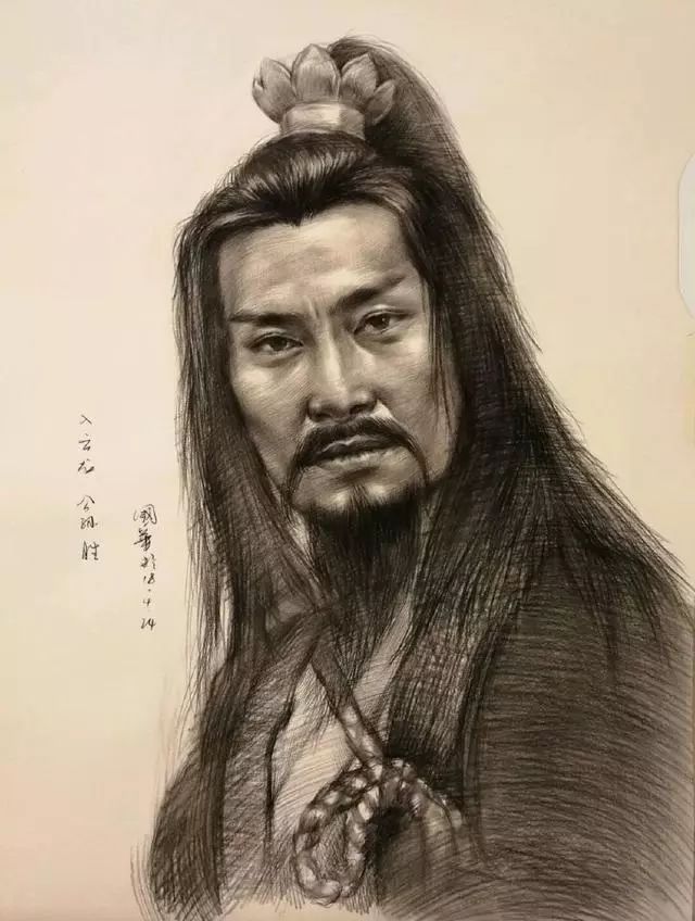 这幅素描画是以李宗翰饰演的吴用为参照画的,相似度七八分吧.