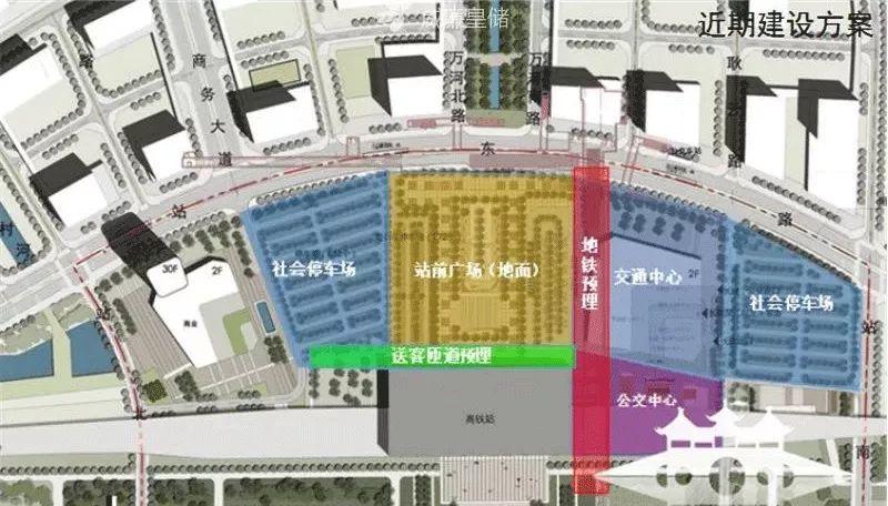 (扬州东站规划平面图)正在建设中的扬州东部客运枢纽包括连淮扬镇